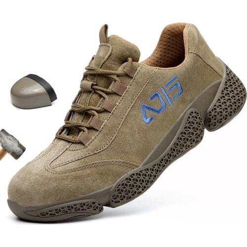 New Work Boots Men Steel Toe Work Safety Shoes Lightweight Breathable Anti Smashing Work Shoes Men Boots Non Slip Casual Sne