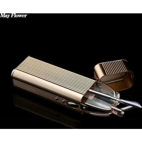 May Flower Mini Pen Reading Glasses Alloy Flodable Presbyopic Eyewear With Glass Lenses Portable Reading Glasses For Men&Women+4