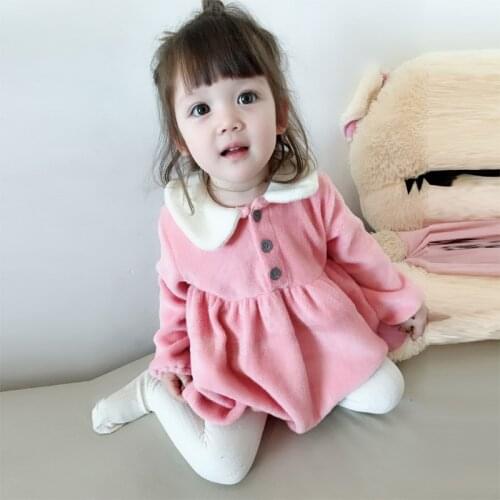 Baby girl clothes female baby doll collar triangle romper loose plush romper girls long sleeve solid color clothing girl clothes