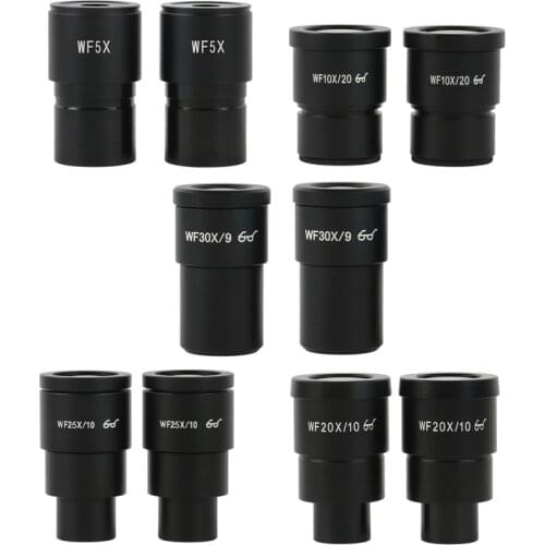 One Pair WF10X WF15X WF20X WF25X WF30X 20mm 15mm 10mm 9mm WF10X/20 High Eye-point Eyepiece For Stereo Microscope Wide Field