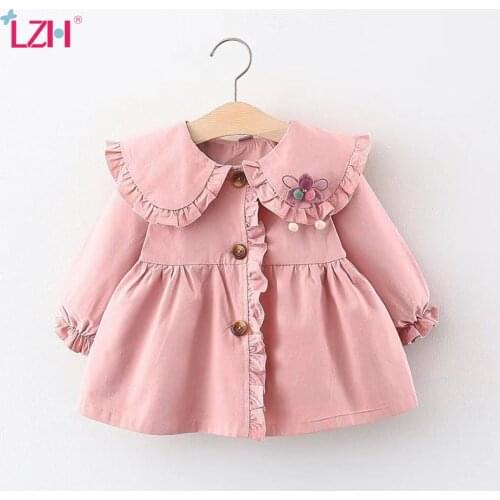 LZH Autumn Baby Girls Dresses Casual Long Sleeve Childrens Jacket Windbreaker For Kids 2021 Toddler Girls Clothes 0-1-2-3 Years