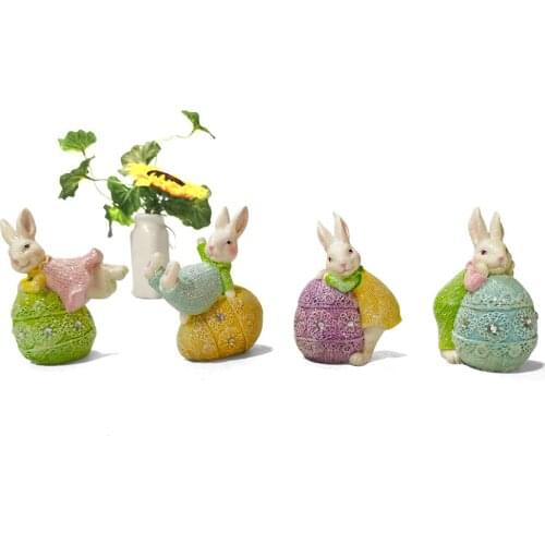 Easter Resin Egg Bunny Decoration Children Gift Cute Rabbit Home Room Desktop Window Decoration Decoration Valentine’S Day Gift