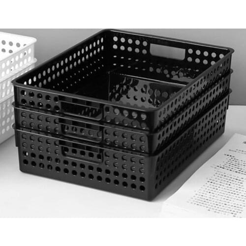 Plastic Storage Basket File Tray Tabletop A4 Document Magazine Organizer with Handles for Home Office Pantry Bedroom