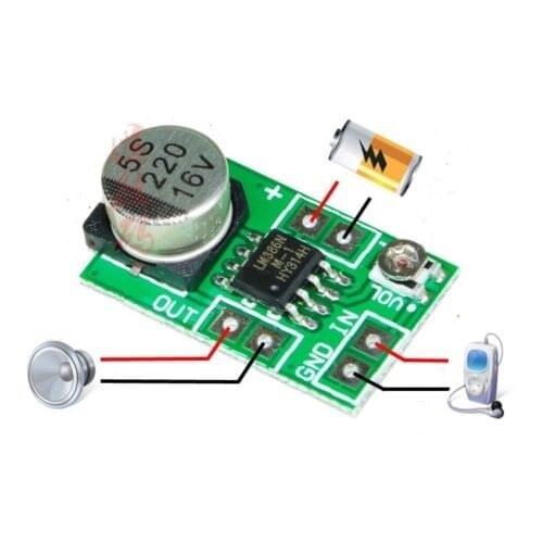 1PCS Mini LM386 Audio Power Amplifier Board DC 3~12V 5V Micro Amp Module 750mW