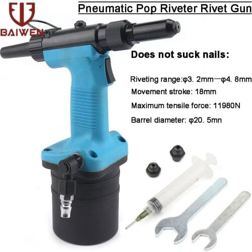 Pneumatic Rivet Gun 3.2/4.0/4.8MM Heavy Duty Air Hydraulic Riveter-Professional Pop Pneumatic Riveting Gun Rivet Tools