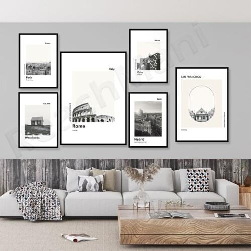 Travel gifts, Madrid, Iceland, Seattle, San Francisco, Paris, Rome, Oslo posters, city skyline printing, modern European cities