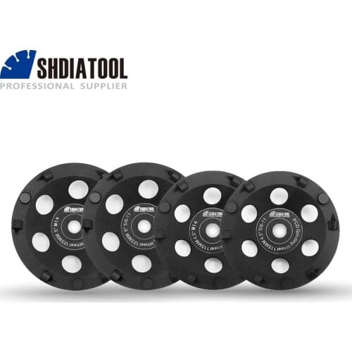 SHDIATOOL Dia 4.5"/5" M14 or 5/8-11 Thread PCD Grinding Cup Wheel Polycrystalline Diamond Grinding Wheel for Removing Coating