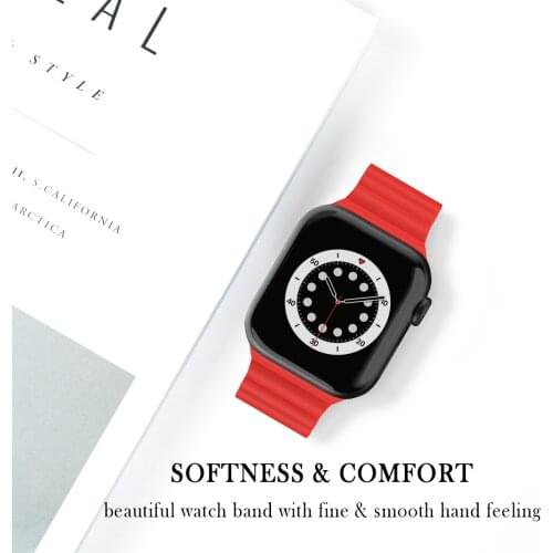 Suitable for Apple Watch 6 44mm 40mm Metal Buckle Silicone Strap iwatch654321SE 42mm 38mm Pure Color Silicone Business Strap