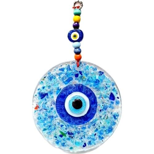 Blue Evil Eye Bead, Cut Glass Pattern, Wall Ornament Evil Eye