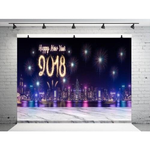 VinylB Christmas Backdrops Photography 2018 City Firecracker Backgrounds For Photo Studio Happy New Year Digital Photo Backdrop
