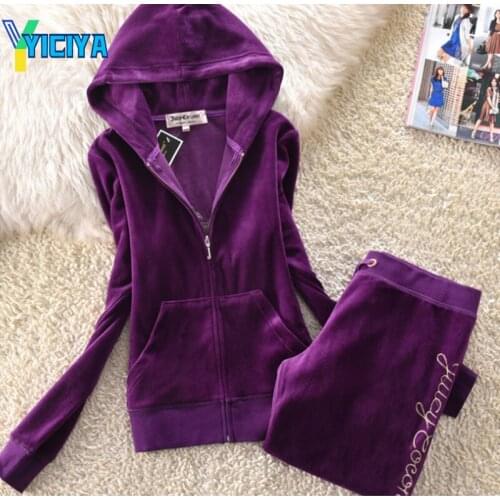 YICIYA spring and autumn gold velvet sportswear womens letter embroidered fashion casual fit sweater,met,tracksuit women,top