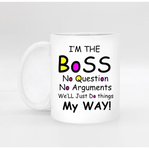 Funny Porcelain white coffee Mug tea Milk cup mugs for Birthday Christmas gift I am the boss