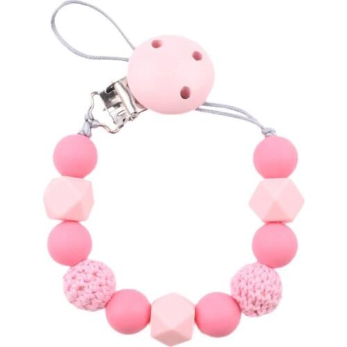 Pacifier Clip Baby Silicone Teething Beads Paci Bracket Pacifier Clip Teether Toys Chewing Beads Baby Birthday Gifts