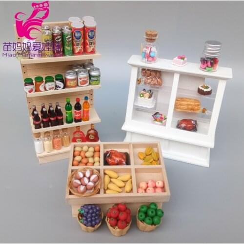 1:12 Doll House Mini Furniture Accessories Fruit Vegetable Cakes Shelf Supermarket Charm Shopping Mall Products Display Shelf