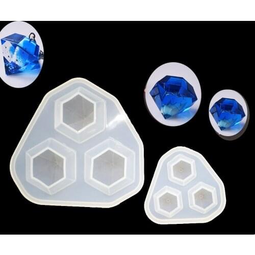 1=3pcs Silicone Mold for jewelry Diamond Pendant Necklace Crafts Making Resin epoxy Silicone Mould handmade tool 17*19/24*25mm