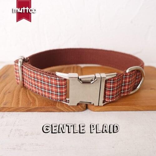 10pcs/lot MUTTCO retailing self-design dog collar GENTLE PLAID handmade poly satin and nylon 5 sizes dog collar UDC103