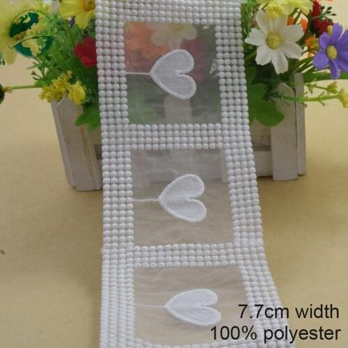 10yards 7.7cm white polyester embroidery lace french lace ribbon fabric guipure diy trims wedding lace sewing Accessories#3835