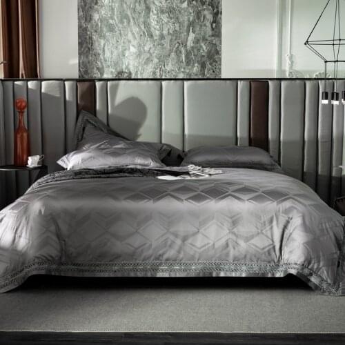 1000TC Egyptian Cotton Vintage Jacquard Gray Duvet Cover Set King Queen Size 4Pcs Luxury Soft Bedding Set Bed Sheet Pillowcases