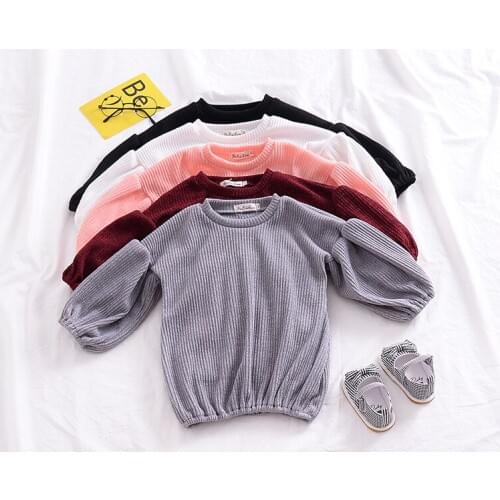 2020 Baby Spring Autumn Clothing Infant Kids Girl Long Sleeve T-Shirt Tops Sweater Baby Tee Pullover Top Solid Shirt 1-6T