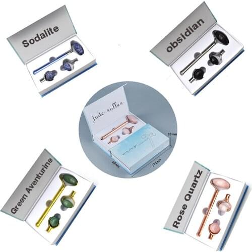 3 in 1 Jade Roller with Zinc Alloy Handle Gouache Face Massager Beauty Device