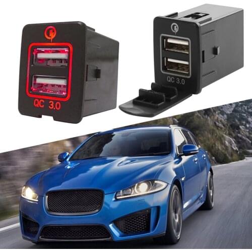 4.8A Dual USB Car Charger Socket 3.0 Universal Car Mobile Phone Charger Adapter Socket with LED Light 12-24V DC