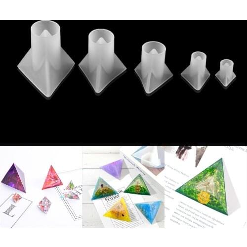 5 Sizes 3D Transparent Pyramid Silicone Mould DIY Resin Decorative Craft Jewelry Making Mold Resin Molds for Jewelry Home Decor