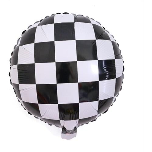 5 Pcs 18 Inch Black And White Striped Checkered Aluminum Foil Balloons Wedding Birthday Party Decoration
