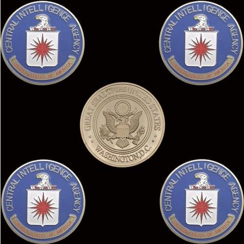 5PCS America Military US Central Intelligence Agency Coin Gold CIA Challenge Coin Collectibles With Hard Capsule