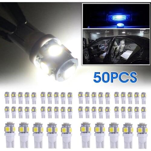 50pcs T10 W5W Wedge Bulb Pure white LED for Malibu 12V AC DC Landscape Light White Wedge License Plate Lamp Dome Light