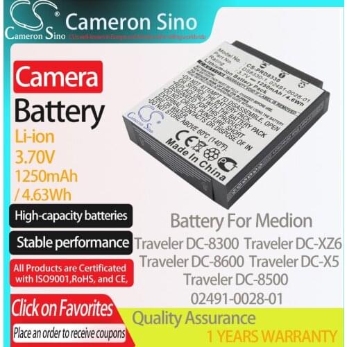 CameronSino Battery for Medion Traveler DC-8300 DC-8500 DC-8600 DC-X5 DC-XZ6 fits Acer 02491-0028-01 BT.8530A.001 camera battery