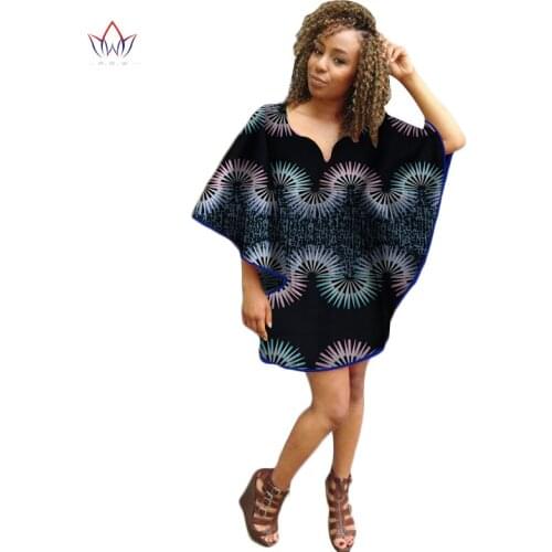 BRW 2021 New Autumn Africa Dresses for Women Bazin Bat sleeve African Clothes Dashiki Sweet Traditional African Clothing WY3078