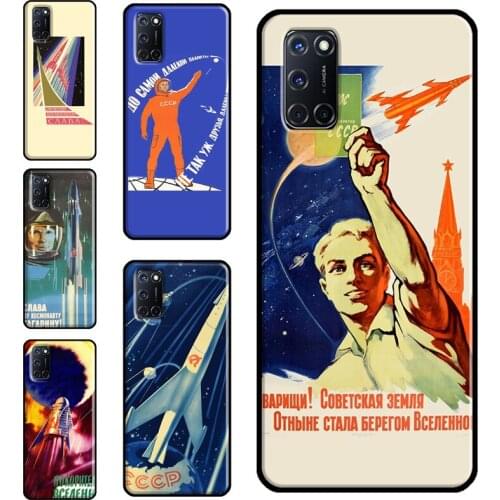 CCCP Soviet Space Propaganda Art Case For OPPO A15 A83 A91 A93 A31 A53 A5 A9 2020 A52 A72 A1K A3S A5S Reno2 Z F5 F7 Cover