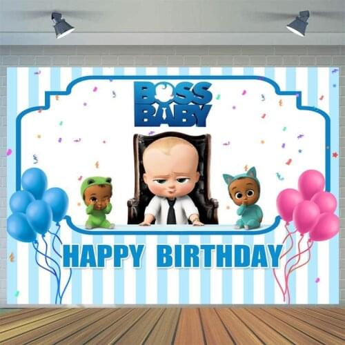 Cartoon Baby Bballoon Boss Chair Background Boy Birthday Party Decoration 3D Children Photo Photography Studio Digital Backdrop