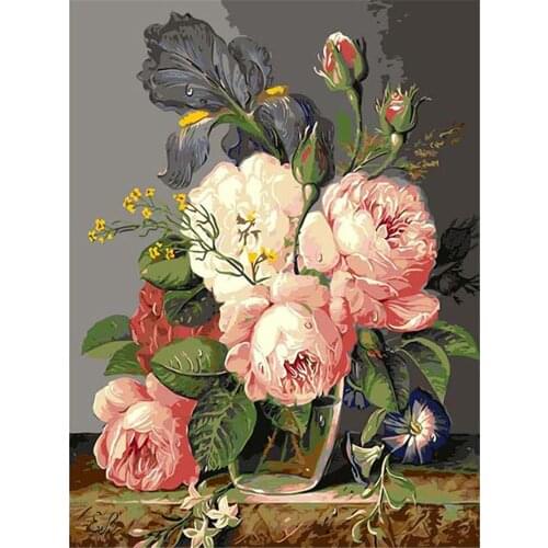 Flowers DIY 11CT Cross Stitch Embroidery Kits Craft Needlework Set Cotton Thread Printed Canvas Home Decoration For Sell