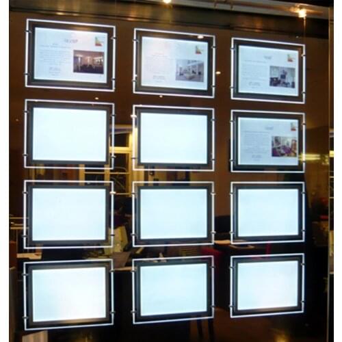 Real Estate Two Sides Landscape Cable Wire Hanging A4 Carystal Led Lightbox With Magnetic Cover