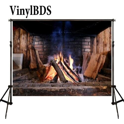 VinylBDS Backdrops Christmas Stove Fire Fondo Fotografico De Estudio Brick Wall Wood Photography Backgrounds for Photo Studio
