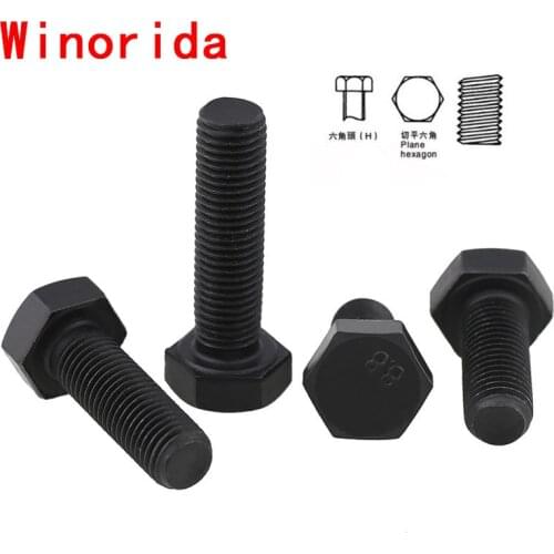 Gb5785 Spot 8.8 Fine Tooth External Hexagon Screw Black External Hexagon Young Tooth Bolt Screw M8-m12 10Pcs