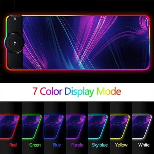 Wireless Charging Mouse Pad Gamer Mousepad Oversized RGB Luminous Desk Mat Computer Laptop Keyboard Non-slip Glowing LED Cushion