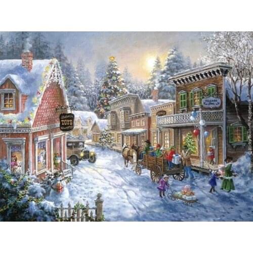 Craft 5d Diy Diamond Painting Christmas House Landscape Image Cross Stitch Handicraft Resin Home Decoration Picture By Numbers