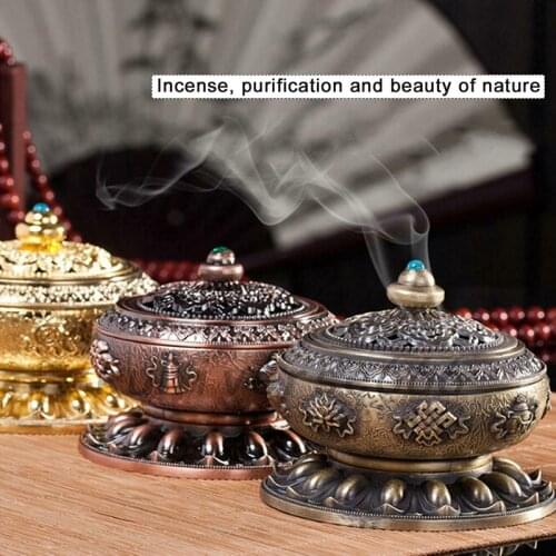Vintage Alloy Lotus Shape Incense Burner Censer Holder for Cone stick Coil Office Room Tea House Home Decoration Gift