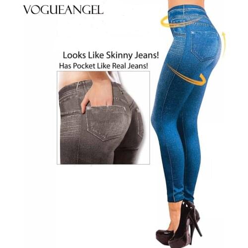 Imitation Denim Leggings Womens Pencil Pants Ankle Pants Multi-Color Hip-Lift Super-Elastic Cropped Pants Slim Body Slimming