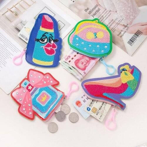 DIY Cartoon Full Drill Diamond Painting Wallet Bag Coin Purse Keychain Pendants Stitch Embroidery Christmas Gift for Girls