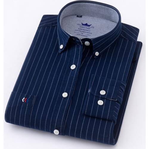 New Arrived 100% Cotton Long Sleeve Shirt Men Plaid Shirts / Striped shirt plus size 4XL Oxford Mens Dress Shirts Camisa Social