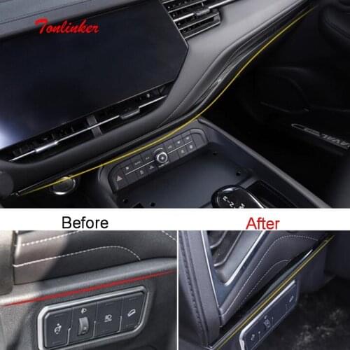 Tonlinker Interior Car Center Console Cover stickers For Haval F7/F7X 2018-19 Car Styling 3 PCS Stainless Steel Cover stickers