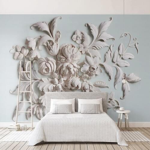 Custom Wallpaper European Style 3D Embossed Peony Flower Mural Wall Cloth Living Room Bedroom TV Background Wall Paper For Walls