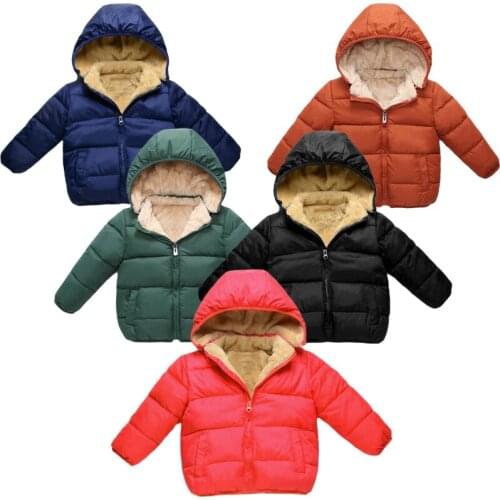 2020 New Winter Kids Jackets Cap Removable Fleece Boys Girls Super Soft Warm Thicken Velvet Childrens Outerwear 2-7Y
