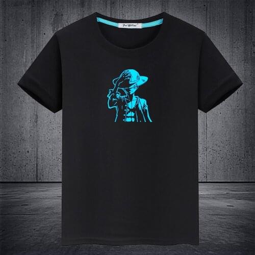 New 2020 Hot Anime One Piece Luffy Luminous T-shirt Casual Unisex Tops Vest Tees Short sleeve Men T-shirt Cotton Kids T Shirt