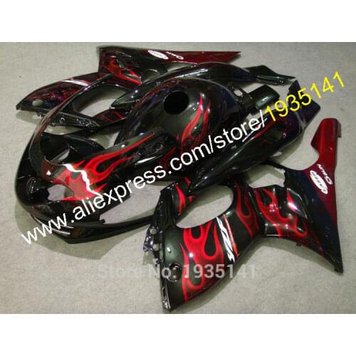 Red Flame Cowling For Yamaha Yzf600R 1997-2007 Thundercat YZF-600R Motorbike Black Bodywork Fairing Yzf 600R 97-07