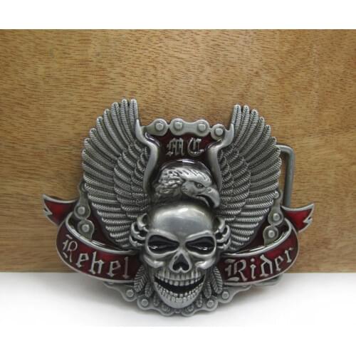 BuckleClub wholesale Skull eagle biker chain belt buckle jeans gift cowboy belt buckle FP-02825 for men 4cm width loop