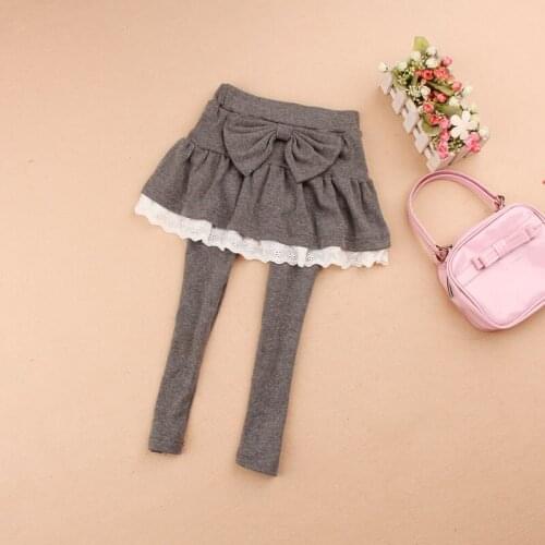 2019 Autumn Children Clothing Kids Clothes Girls Leggings Culottes Cute Bow Lace Patchwork Skirt Pants Girls Clothes Age 3-15T
